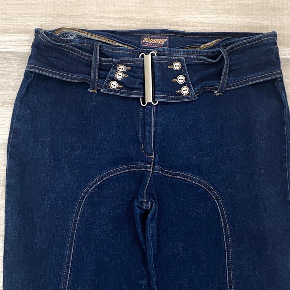 Starwear Vintage Western Belted Straight Leg Jeans in Dark Wash Denim Sz 11/12 - Picture 7 of 13